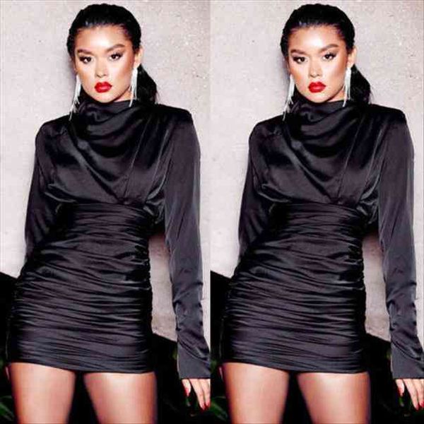 

autumn spring women dress solid o-neck long sleeve lady bodycon club pencil slim fit o-neck mini dress, Black;gray