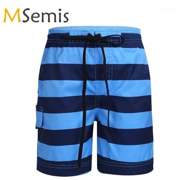 

men's swimwear kids boys swimming truck stripe quick dry swim shorts elastic waist with drawstring summer beach board bathing clothes1