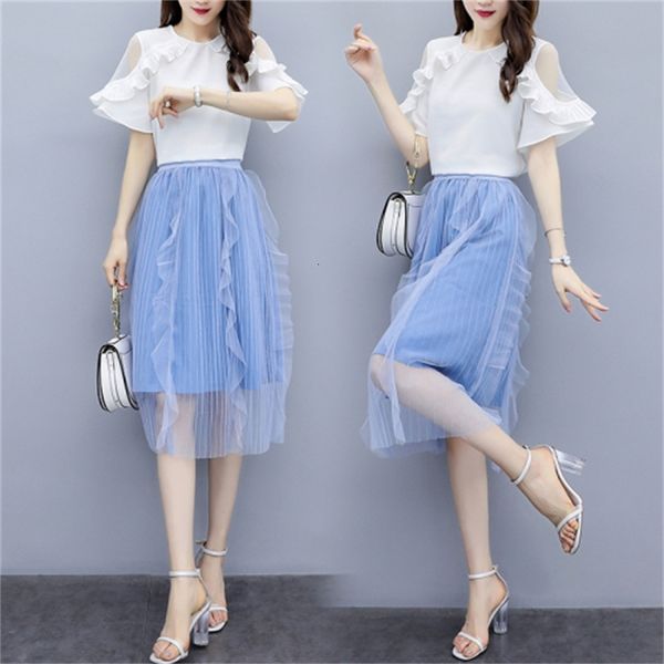 

female goddess sets clothes with skirts of two upper parts and skirt feminine femme deux clothing olii, White