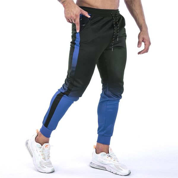 

gradient joggging pants men qucik dry running sport pants men joggers soft fitness sweatpants gym training long trousers, Black;blue