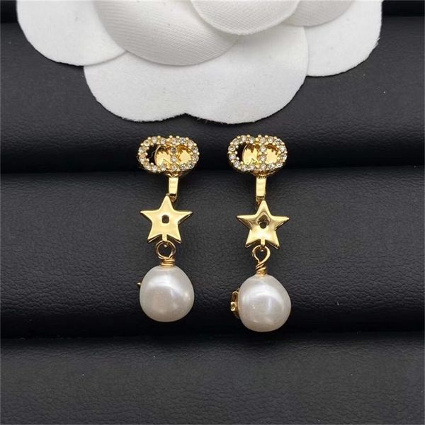 

85% off factory clearance home home new fashion diamond earrings female pearl star tassel earrings, Golden