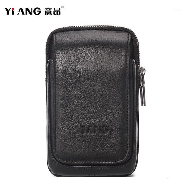 

yiang genuine leather man small bags buisness mobile phone case money purse cigarette pouch waist fanny packs belt bum hip bags1