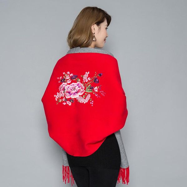 

2020 thickened warm shawl fringe double-sided scarf popular style fashion imitation mink flower scarf, Blue;gray