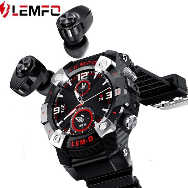 

lemfo 1.3 "stainls steel ring 360 * 360hd dual bluetooth tws headset lemd smart watch brace