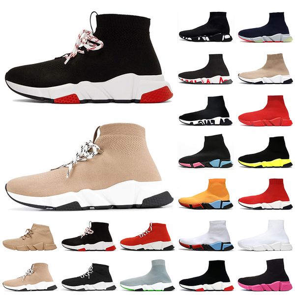 

wholesale women mens laces socks shoes graffiti bottomls luxurys designers sock trainers mens casual shoes womens boots tripler ace sneakers, Black