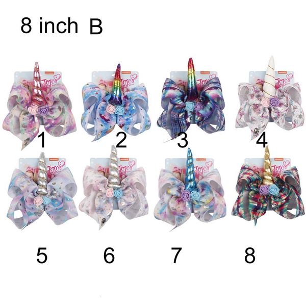 

bows 8 inch jojo flowers bow girl hair rainbow mermaid unicorn design girl clippers girls hair clips hair acce, Slivery;white