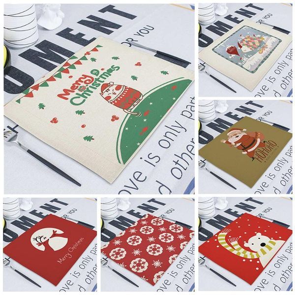 

christmas printed table napkin serviette table mariage home dinner linen mat pad cloth napkins placemats servilletas tela1