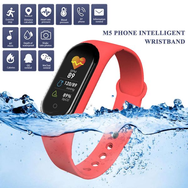 

m5 waterproof watch, bluetooth smart wristband, heart rate and blood prsure c