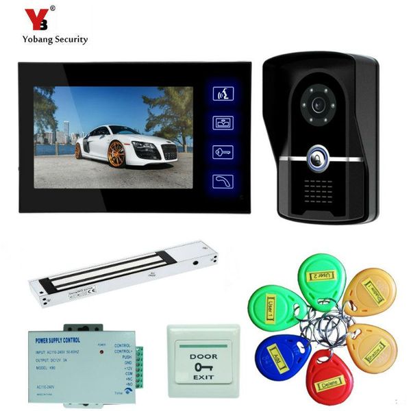

video door phones yobang security 7" color phone intercom ir night vision camera doorbell kit for home apartment