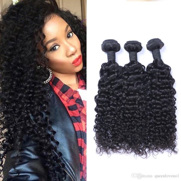 

indian jerry curl 100% unprocessed human virgin hair weaves remy human hair extensions human hair weaves dyeable 3 bundles, Black