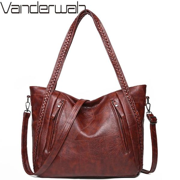 

luxury vintage handbags fashion weaving soft leather women bag designer shoulder bags for women casual large capacity totes bag