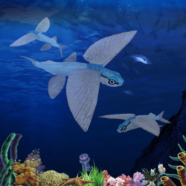 

childrens simulation animal model simulation ocean museum static animal flying fish model seabed biological model collection toy wmthau