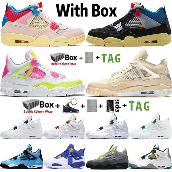 

2021 with box high jumpman 4 4s union lemon venom mens basketball shoes sail neon travis scotts black cat sneakers trainers size 13