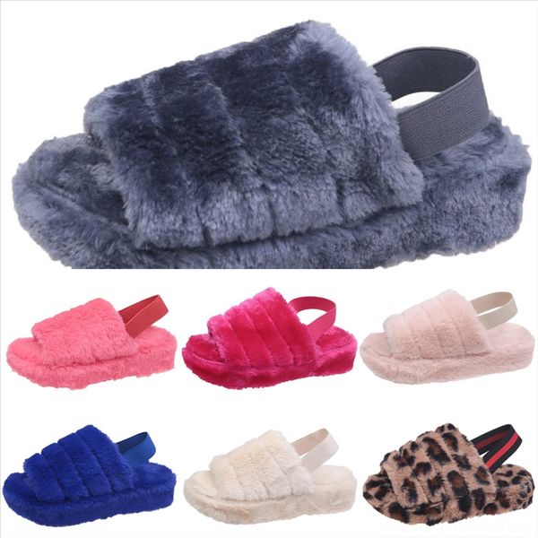 

qub fashion fur plush fluffy home slippers new womanplush indoor winter furry shoes slippers open toe adjustablefuzzy, Black