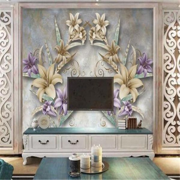

wallpapers european luxury relif 3d wall murals for living room tv background papers home decor purple