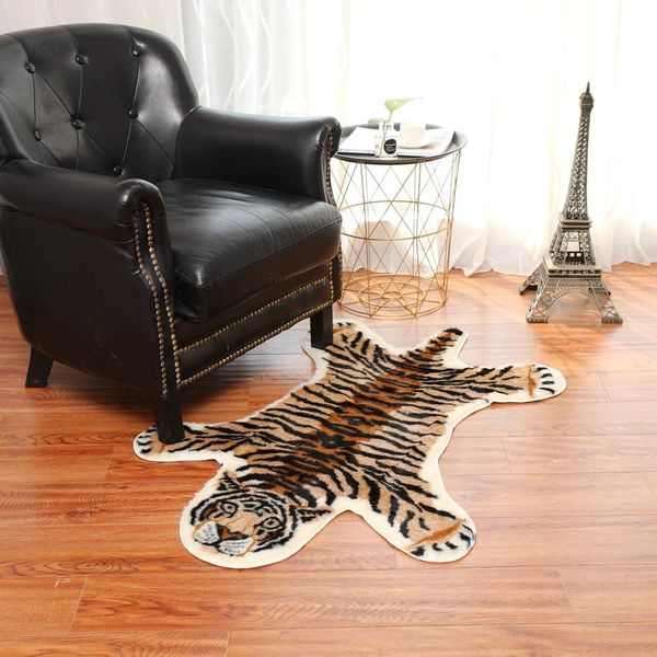 

tiger printed rug leopard tiger printed faux fur non-slip antiskid mat 80x105cm decorative animal print carpet home decoration