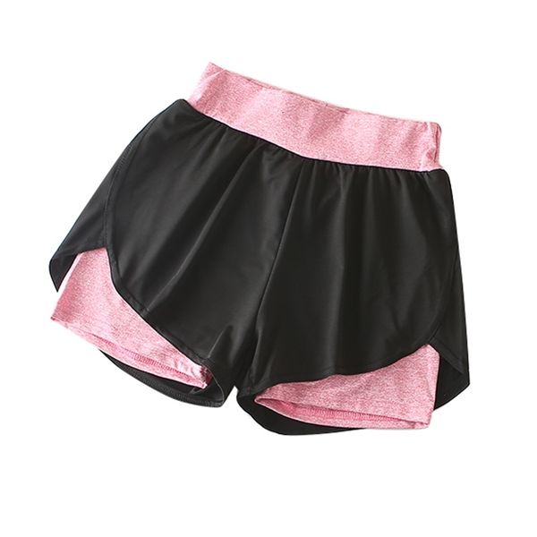 

summer double layer workout ny sporting fitness women elastic breathable casual shorts for female, White;black