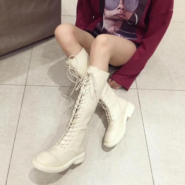 

boots luxury winter women long lace-up zipper ladies party black and white1