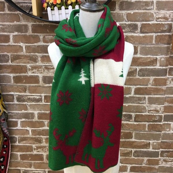 

dhl ship red cartoon christmas elk knit scarf women men knit girl scarves cycling scarves outdoor xmas winter scarves fy6182