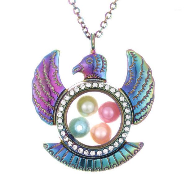 

multicolor eagle living memory diameter 8mm beads pearl cage magnetic glass floating locket pendant rhinestone necklace gift1, Silver