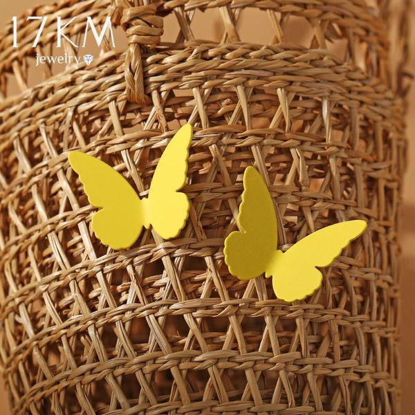 

17km fashion oversize butterfly stud earring for women big pink butterfly red heart earrings 2021 new gift jewelry dropshipping, Golden;silver