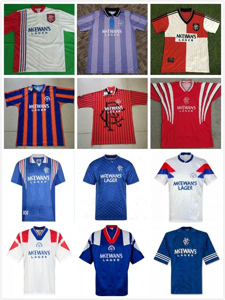 

retro glasgow rangers 1995-96 away soccer jerseys gascoigne mccoist laudrup ferguson football kit vintage classic shirt, Black;yellow