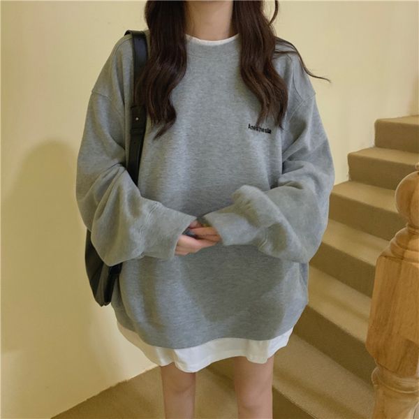 

pieces 2021 women's nightgown fall and winter new lazy wind loose fashion seam long 1 0e6x, Black