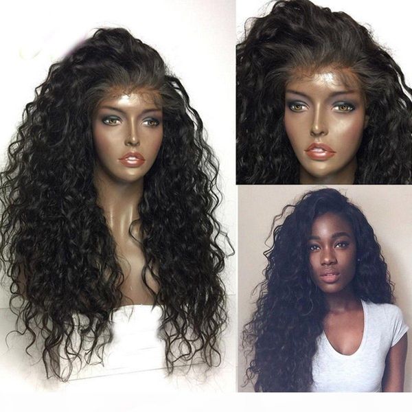 

360 lace frontal 130% density brazilian deep curly human hair wigs for women stylish virgin remy hair with baby hair 8a grade natural color, Black;brown