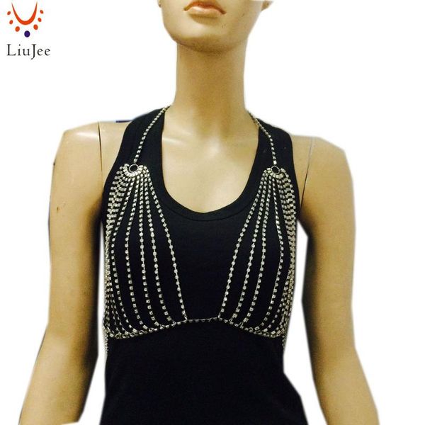 

glass crystal color body jewelry bra flower necklace bikini jewelry necklace women beach party body xr-019, Silver
