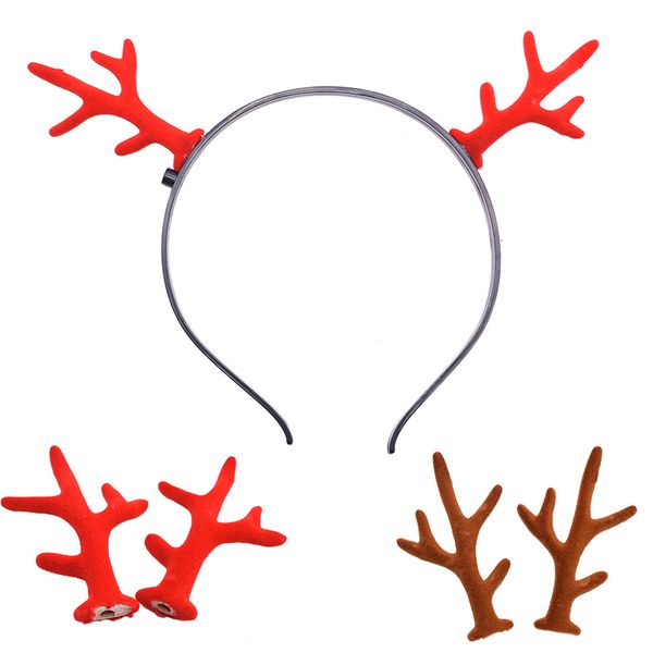 

5 pairs red/brown simulation antlers diy handmade cute headband headdress accessories material christmas party decor p props