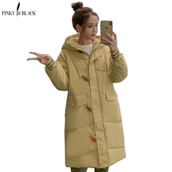 

women's down & parkas pinkyisblack hooded ladies coat long oversize winter jacket women mid-long thick, Black