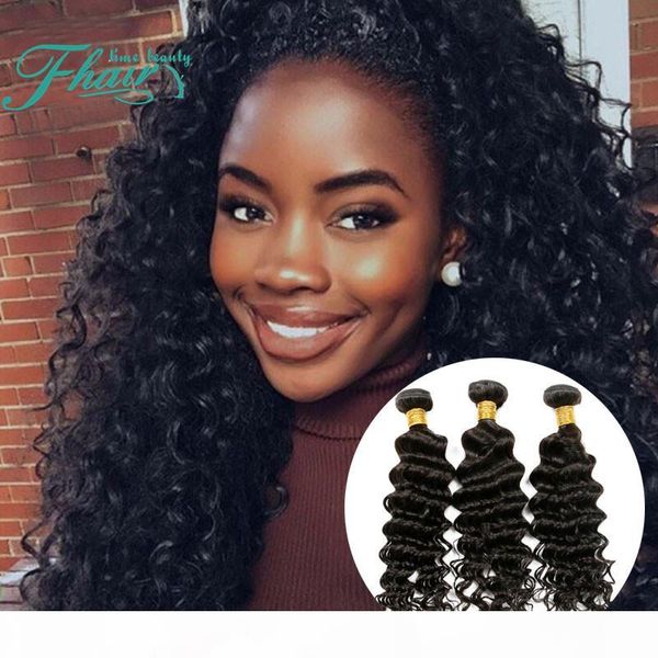 

7a mongolian human hair weave mongolian hair 3 bundles weft 100% original deep wave new arrival hairstyle, Black