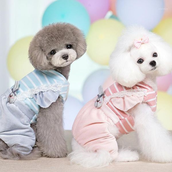 

jumpsuit for dogs warm winter stripe cartoon dog clothes overalls teddy puppy costume xs s m l xl1