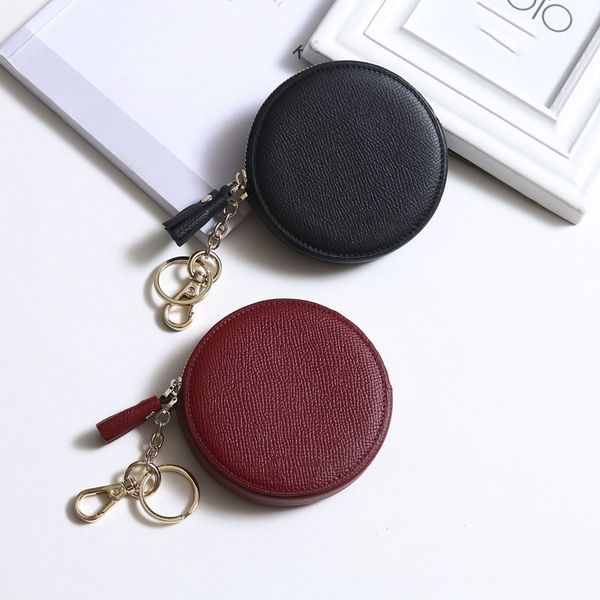 

hbp korean version of ladies leather oil edge round palm rose zero purse fashion hand palm ripple leather zip purse, Red;black