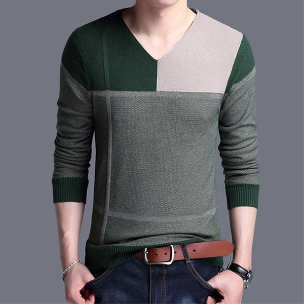 

men's hoodies & sweatshirts young blended clothing autumn long sleeve pullover bottoming wool casual slim v-neck knitwear men, Black