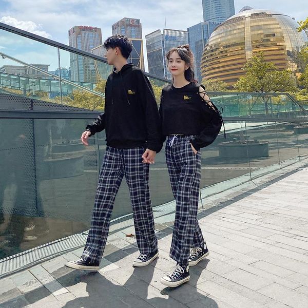 

of pairs check and couples hoodies pants clothes different ohkip, Black