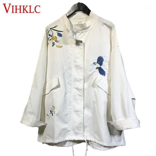 

stand collar long trench coat women 2020 spring autumn new korean bf wind loose embroidered long-sleeved coat tide x2041, Tan;black