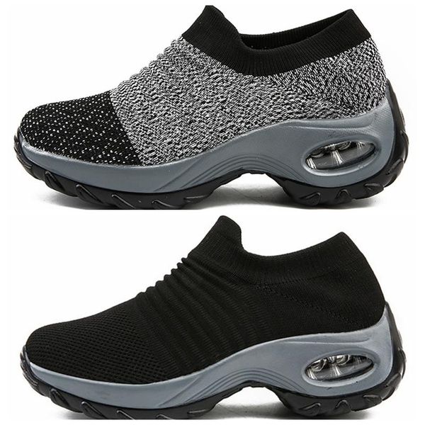 

women's walking shoes sock sneakers - mesh slip on air cushion lady girls modern jazz dance easy shoes platform loafers, Black