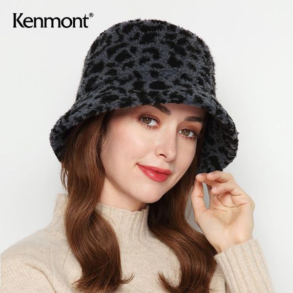 

antibacterial self heating plush warm leopard print basin hat autumn and winter lamb fur fisherman hat women's hairy 51631, Blue;gray