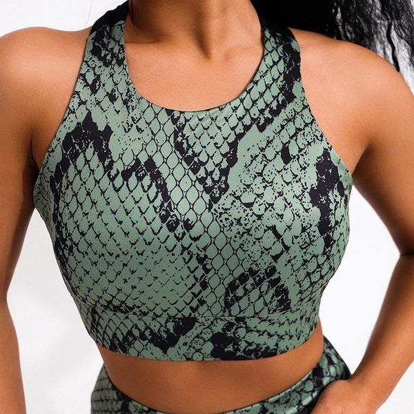 

yoga outfits 2 piece snake print set women crisscross back sportwear gym clothing fitness leggings workout sports suit female1, White;red