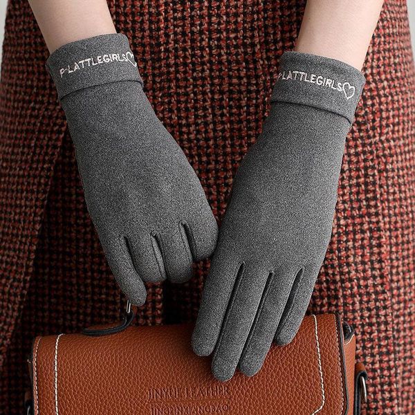 

five fingers gloves winter women cotton warm mitten touch screen ladies full finger female luxury, Blue;gray