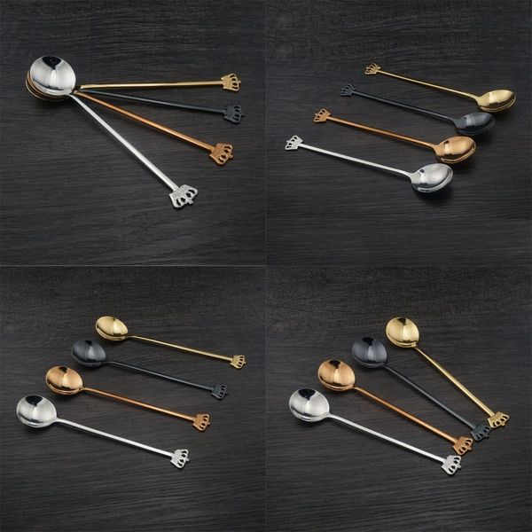 

stainless steel stirring spoon crown long handle spoons originality eco friendly smooth tableware with superior quality 3 8qx j1