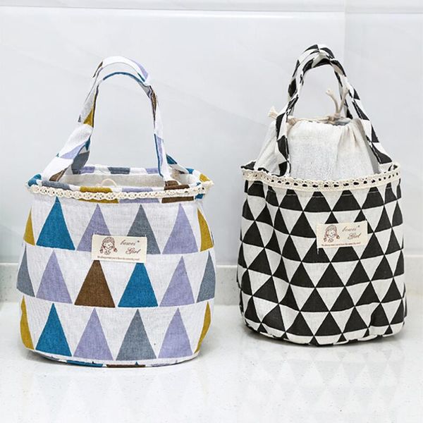 

new fashion portable canvas lunch bag pouch storage box insulated thermal cooler picnic tote for women kids 4.20