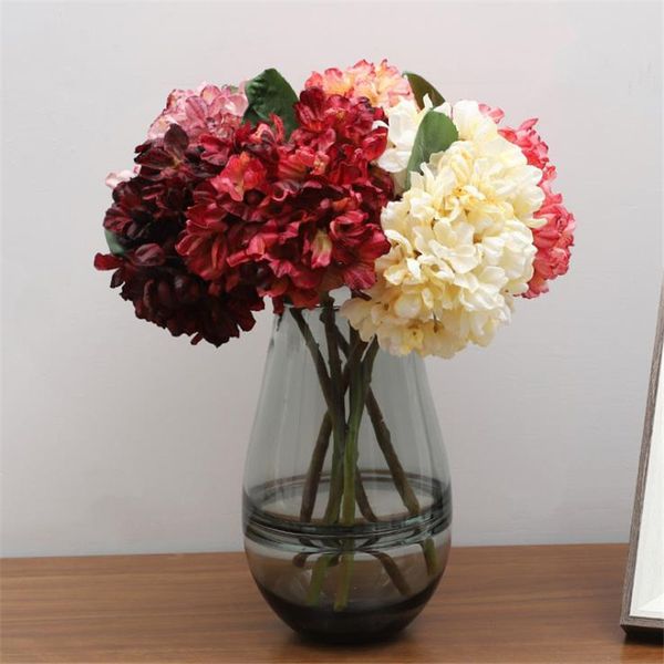Gefälschte französische Hortensie mit einem Stiel, 34,9 cm Länge, Simulation von Ölgemälden, Hortensien für Zuhause, dekorative künstliche Blumen