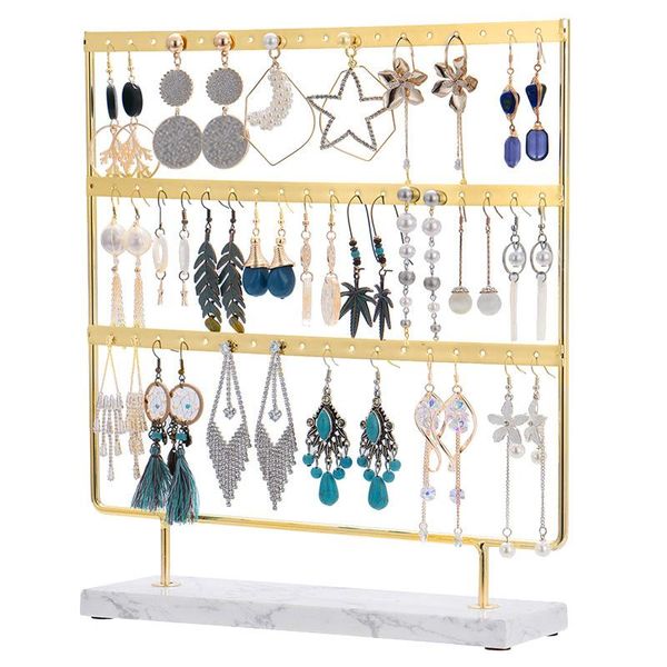 

gold metal display stand earrings jewelry storage box earrings stand storage rack necklace ornaments, Pink;blue
