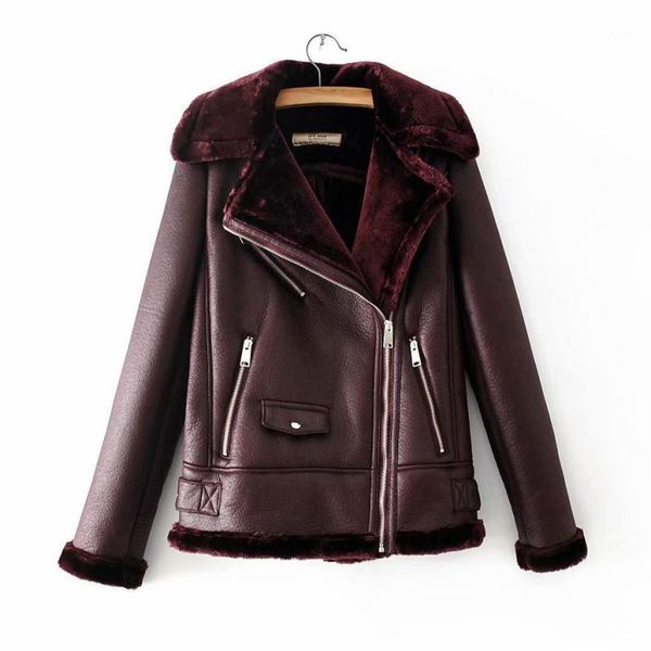 

women plus velvet leather jacket 2019 winter locomotive jacket fur one slim autumn warm bomberka damska jackets woman winter l1, Black