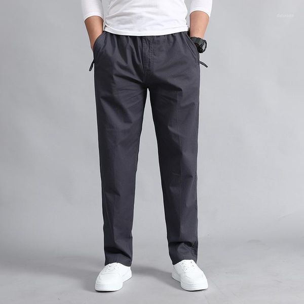 

men's casual loose pants spring autumn cotton multi-pocket cargo pants men overalls long straight trousers plus size 6xl1, Black