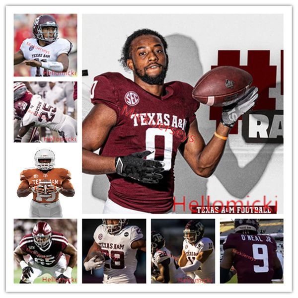 

custom texas a&m aggies football jersey 11 kellen mond 13 haynes king 6 devon achane 28 isaiah spiller 17 jaylon jones texas a&m jersey, Black