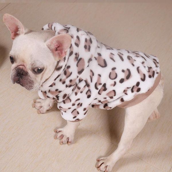 

soft leopard pet dog clothes autumn winter dog cat coat jacket hooded for small medium dogs chihuahua french bulldog wmtclk