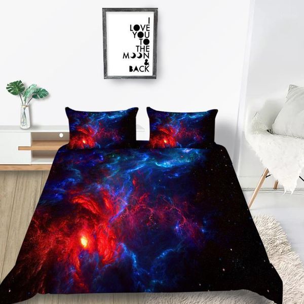 

3d blue galaxy bedding set for kids boys girls red rurple universal duvet covers with pillowcases planet bedding sets1